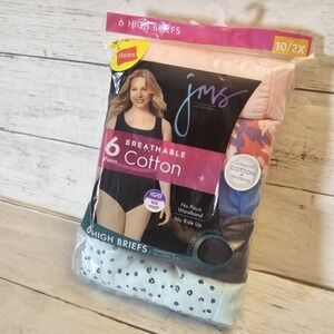 Just My Size Underwear Womens Size 10 2X High Briefs Undies 6 Pack Cotton Soft